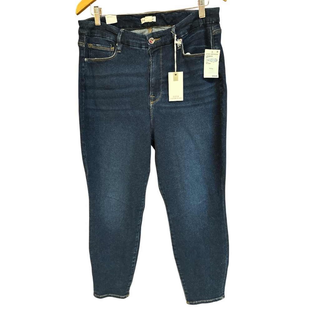 Good American Denim Good Petite Skinny Narrow Cut Mid-rise Fit Darkwash NWT 15